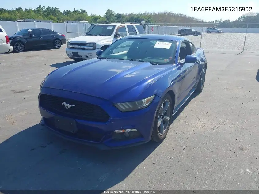 1FA6P8AM3F5315902 2015 Ford Mustang V6