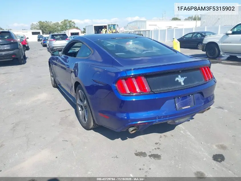 1FA6P8AM3F5315902 2015 Ford Mustang V6