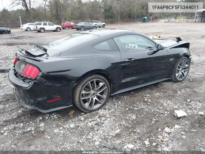 1FA6P8CF5F5344011 2015 Ford Mustang Gt Premium
