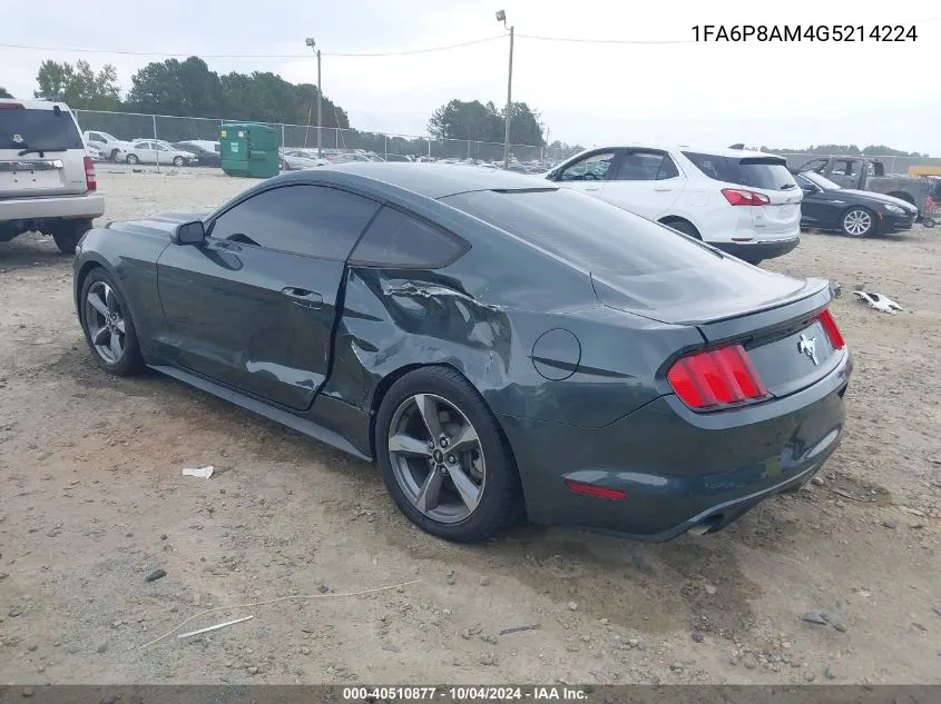 1FA6P8AM4G5214224 2016 Ford Mustang V6