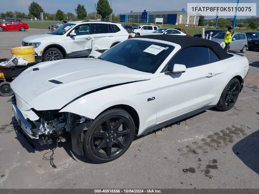 1FATP8FF0K5110075 2019 Ford Mustang Gt Premium