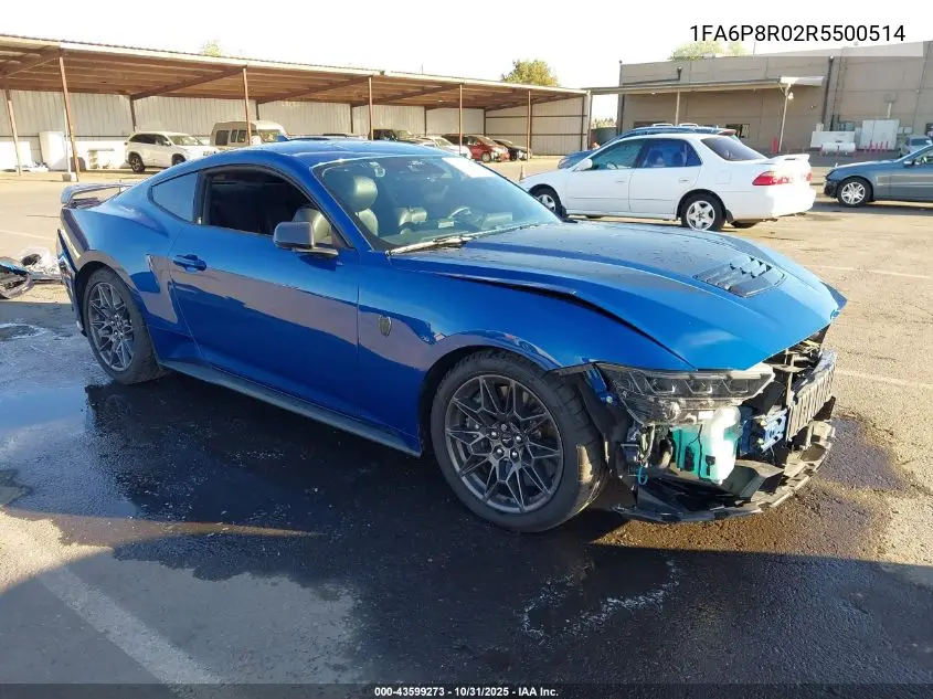 1FA6P8R02R5500514 2024 Ford Mustang Dark Horse Fastback