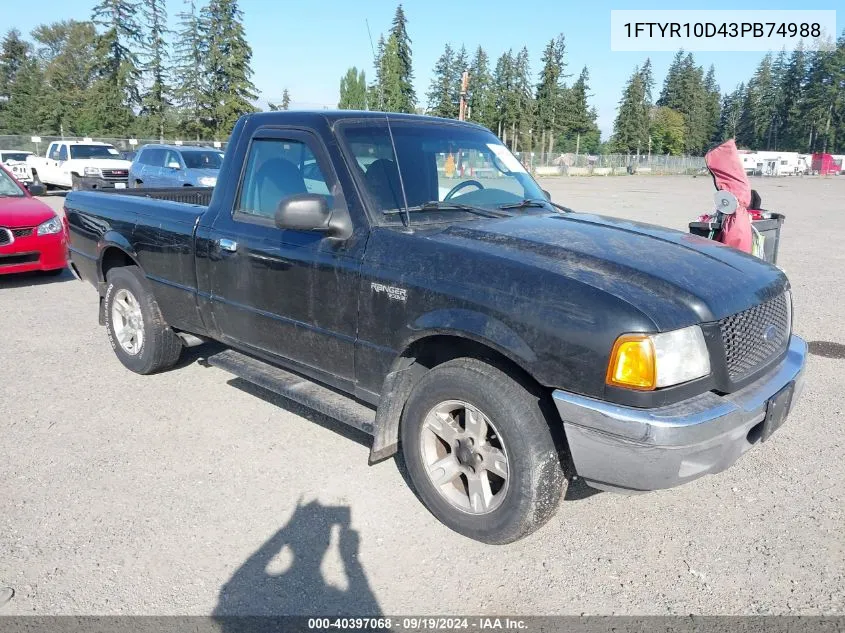 1FTYR10D43PB74988 2003 Ford Ranger Xl/Xlt