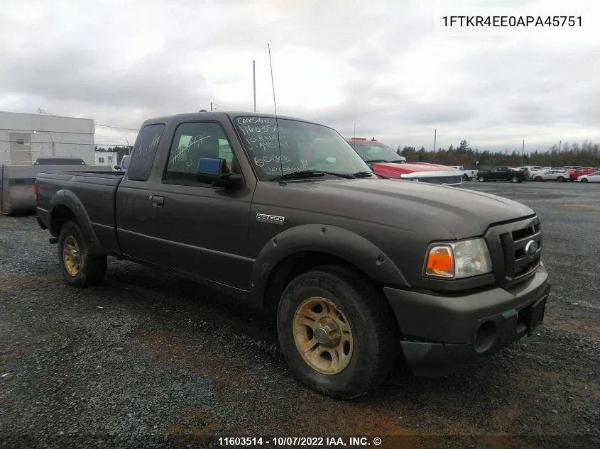 1FTKR4EE0APA45751 2010 Ford Ranger Super Cab