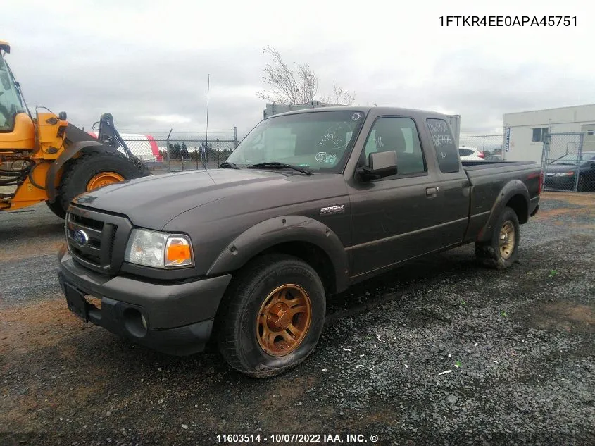 1FTKR4EE0APA45751 2010 Ford Ranger Super Cab