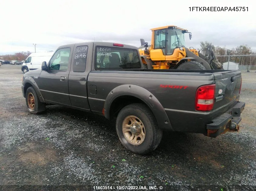 1FTKR4EE0APA45751 2010 Ford Ranger Super Cab