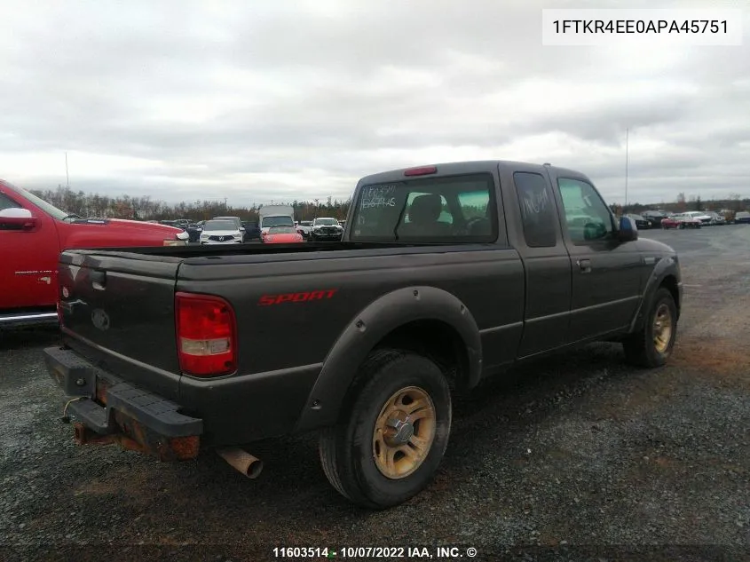 1FTKR4EE0APA45751 2010 Ford Ranger Super Cab