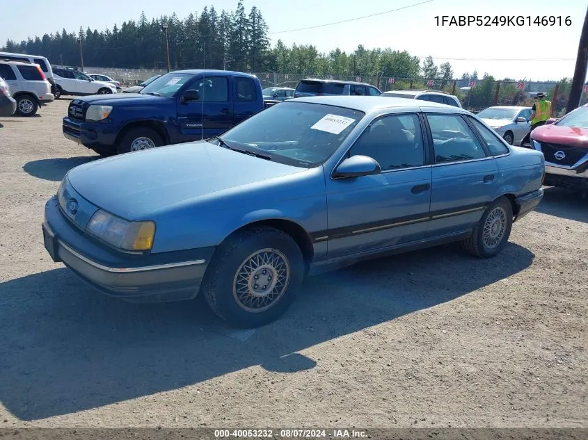 1989 Ford Taurus Gl VIN: 1FABP5249KG146916 Lot: 40053232