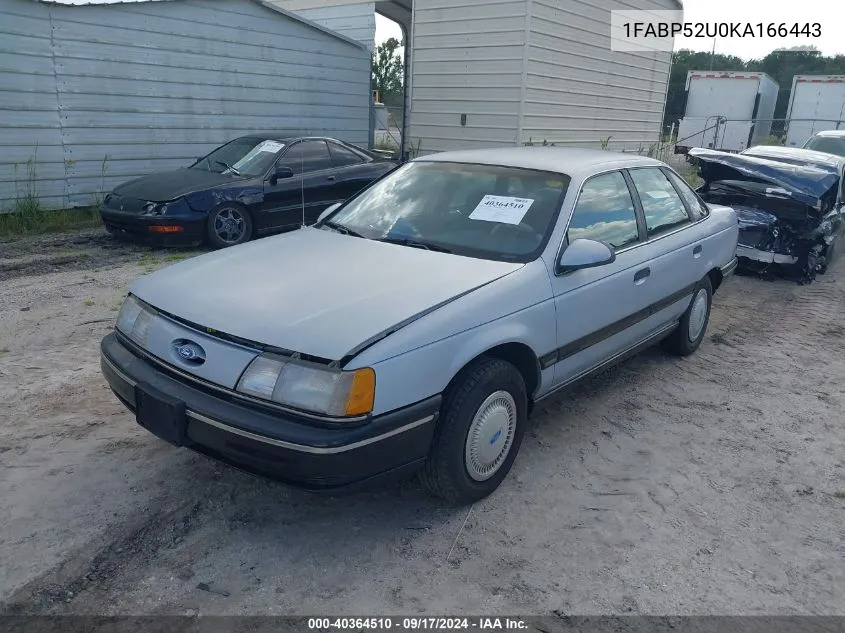 1989 Ford Taurus Gl VIN: 1FABP52U0KA166443 Lot: 40364510