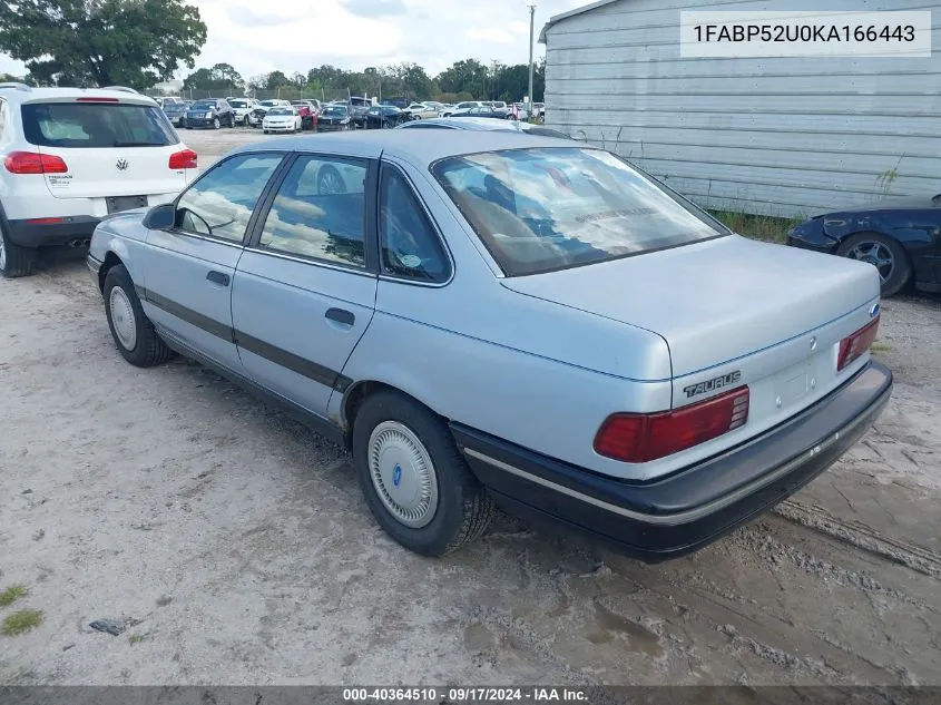 1989 Ford Taurus Gl VIN: 1FABP52U0KA166443 Lot: 40364510