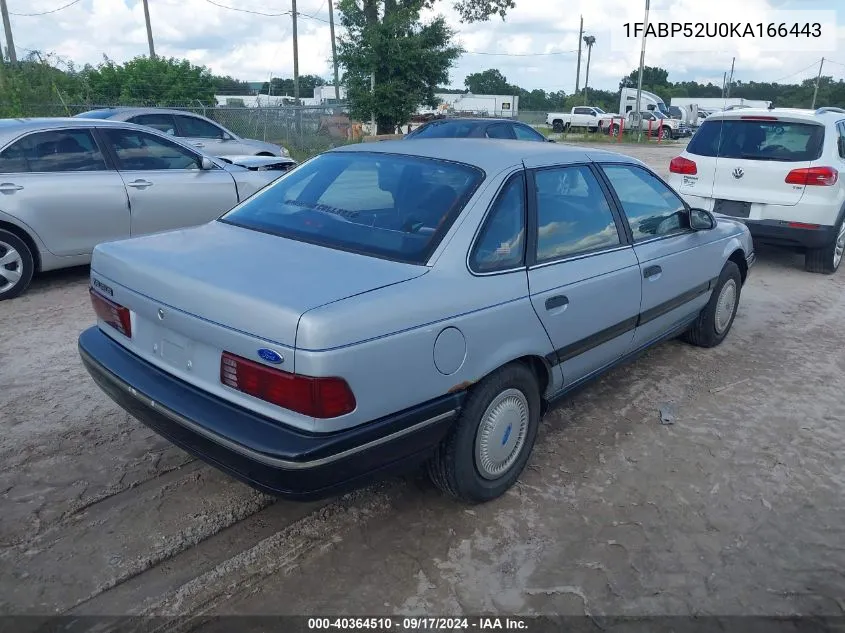 1989 Ford Taurus Gl VIN: 1FABP52U0KA166443 Lot: 40364510