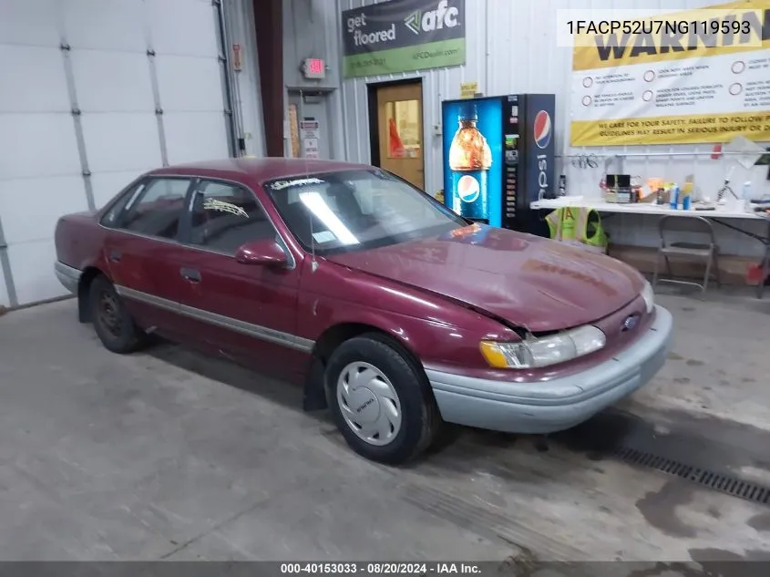 1FACP52U7NG119593 1992 Ford Taurus Gl