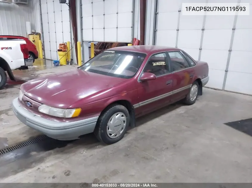 1992 Ford Taurus Gl VIN: 1FACP52U7NG119593 Lot: 40153033