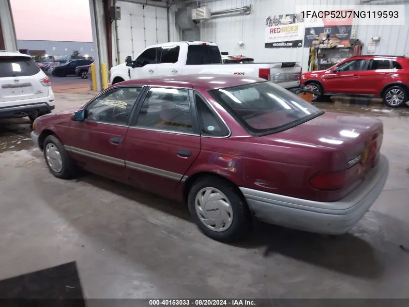 1992 Ford Taurus Gl VIN: 1FACP52U7NG119593 Lot: 40153033