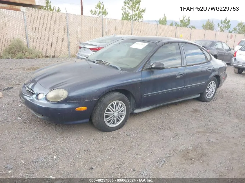 1998 Ford Taurus Lx/Se VIN: 1FAFP52U7WG229753 Lot: 40257565