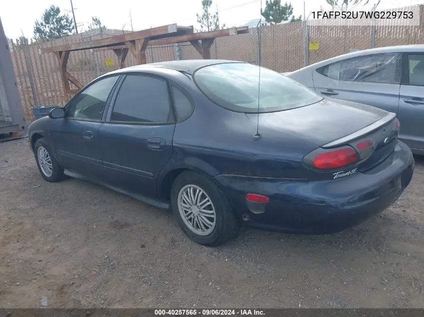 1998 Ford Taurus Lx/Se VIN: 1FAFP52U7WG229753 Lot: 40257565