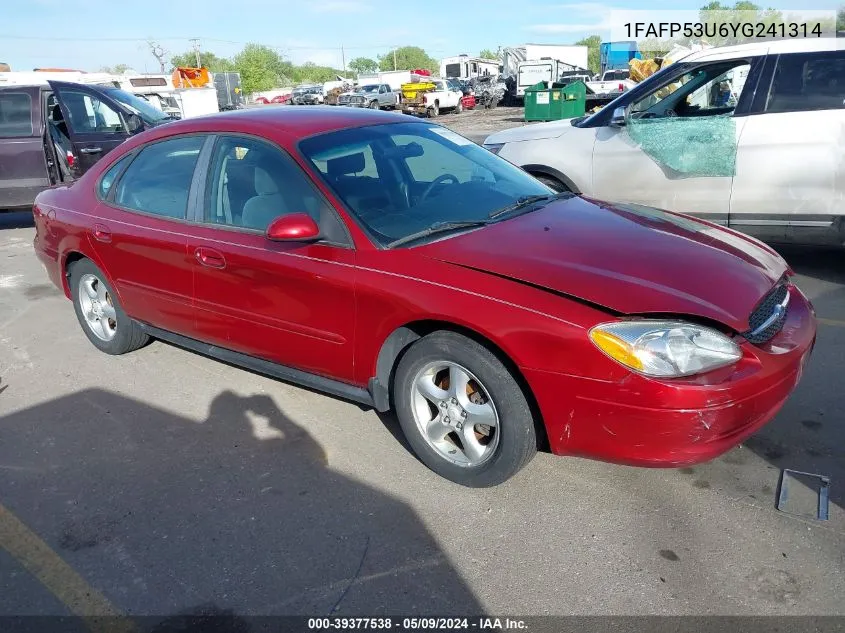 2000 Ford Taurus Se VIN: 1FAFP53U6YG241314 Lot: 39377538