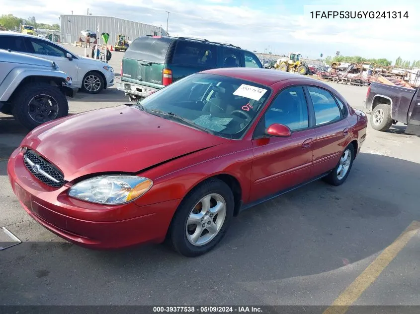 2000 Ford Taurus Se VIN: 1FAFP53U6YG241314 Lot: 39377538