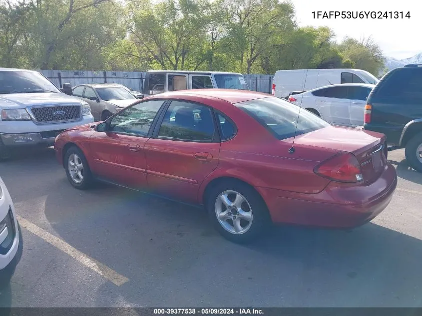 2000 Ford Taurus Se VIN: 1FAFP53U6YG241314 Lot: 39377538