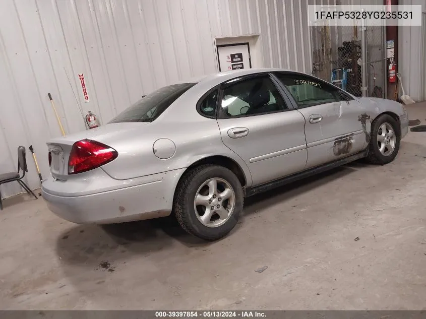 2000 Ford Taurus Se VIN: 1FAFP5328YG235531 Lot: 39397854