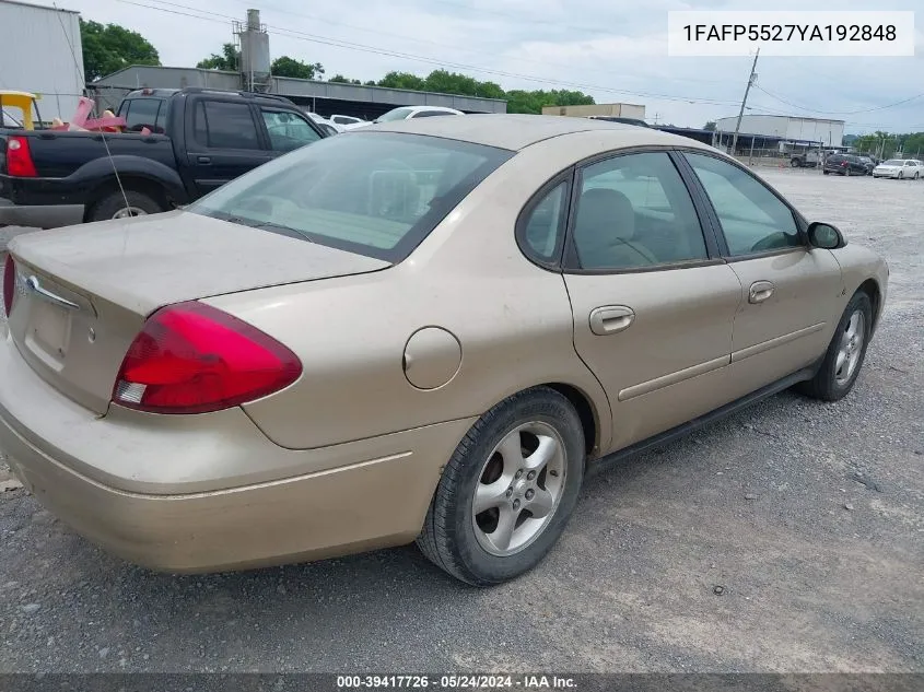 2000 Ford Taurus Ses VIN: 1FAFP5527YA192848 Lot: 39417726