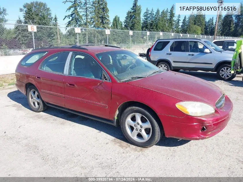 2000 Ford Taurus Se VIN: 1FAFP58U6YG116516 Lot: 39920784