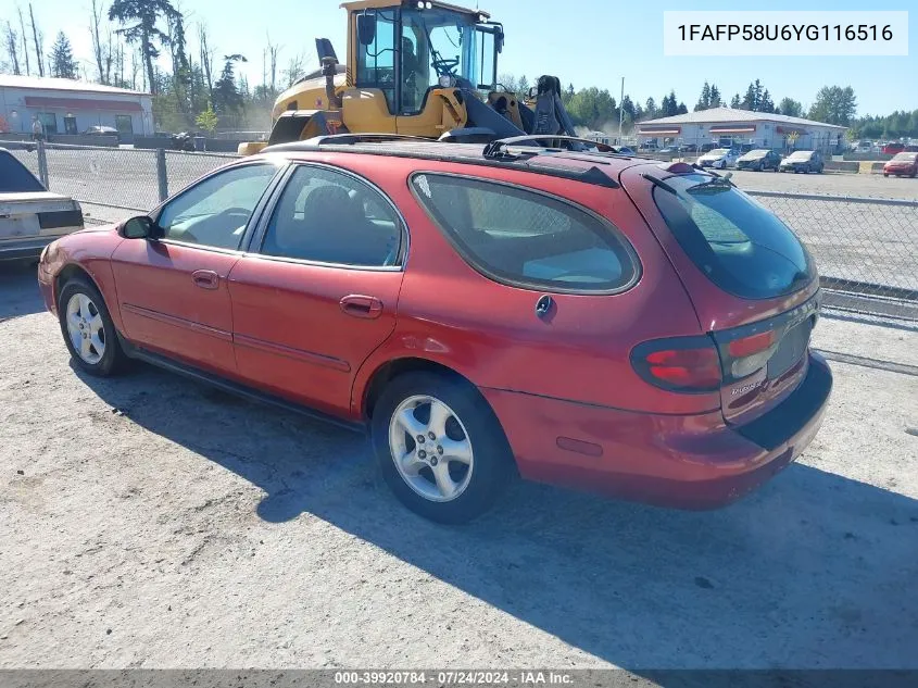 2000 Ford Taurus Se VIN: 1FAFP58U6YG116516 Lot: 39920784