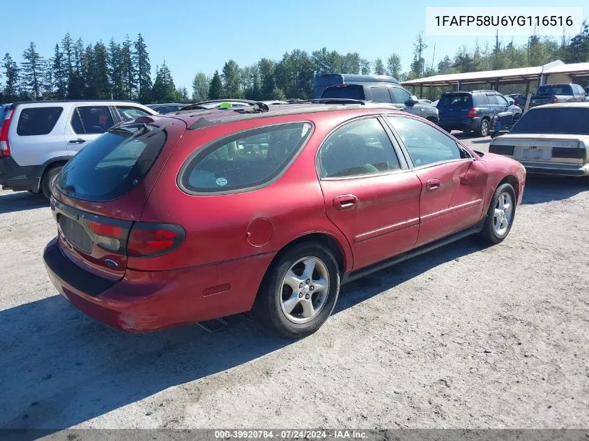 2000 Ford Taurus Se VIN: 1FAFP58U6YG116516 Lot: 39920784