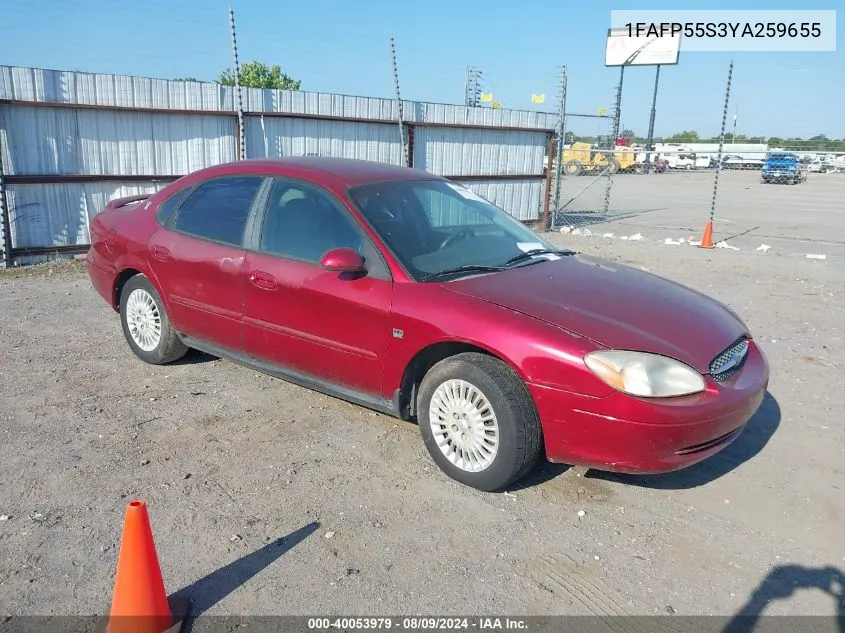 2000 Ford Taurus Ses VIN: 1FAFP55S3YA259655 Lot: 40053979