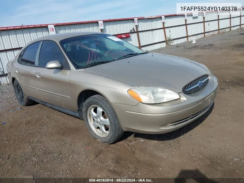 2000 Ford Taurus Ses VIN: 1FAFP5524YG140378 Lot: 40163914