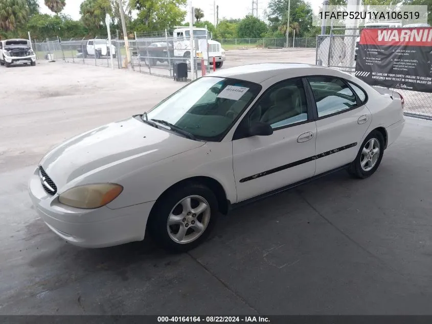 2000 Ford Taurus Lx VIN: 1FAFP52U1YA106519 Lot: 40164164