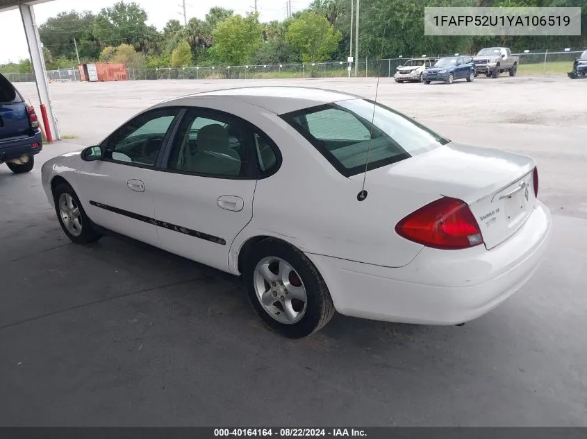 2000 Ford Taurus Lx VIN: 1FAFP52U1YA106519 Lot: 40164164