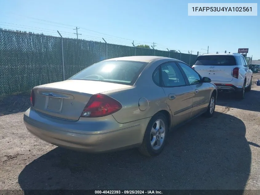 2000 Ford Taurus Se VIN: 1FAFP53U4YA102561 Lot: 40422393