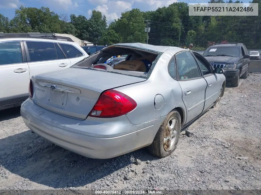 2001 Ford Taurus Ses VIN: 1FAFP55211A242486 Lot: 40075412