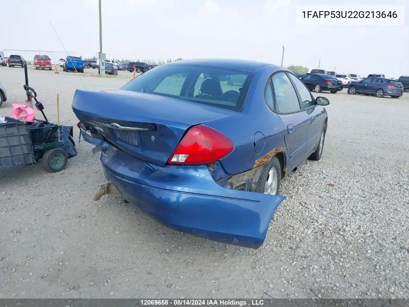 2002 Ford Taurus Se VIN: 1FAFP53U22G213646 Lot: 12069658