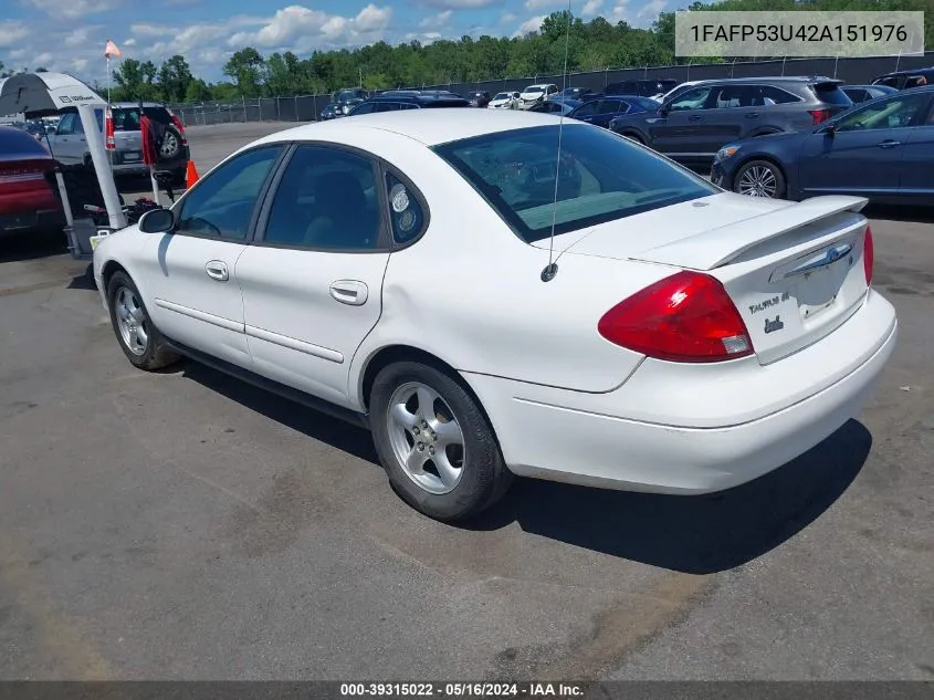 2002 Ford Taurus Se VIN: 1FAFP53U42A151976 Lot: 39315022