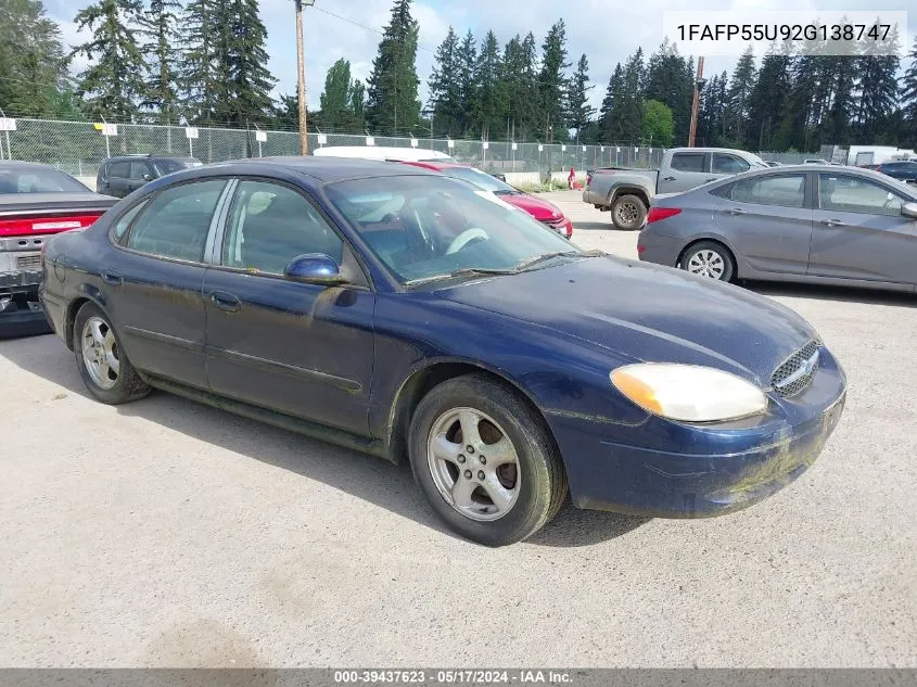 2002 Ford Taurus Ses VIN: 1FAFP55U92G138747 Lot: 39437623