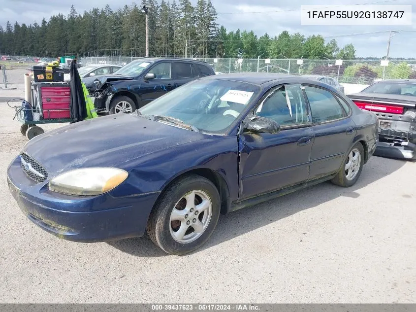 2002 Ford Taurus Ses VIN: 1FAFP55U92G138747 Lot: 39437623