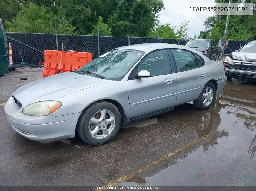 2002 Ford Taurus Ses VIN: 1FAFP55252G244191 Lot: 39689045