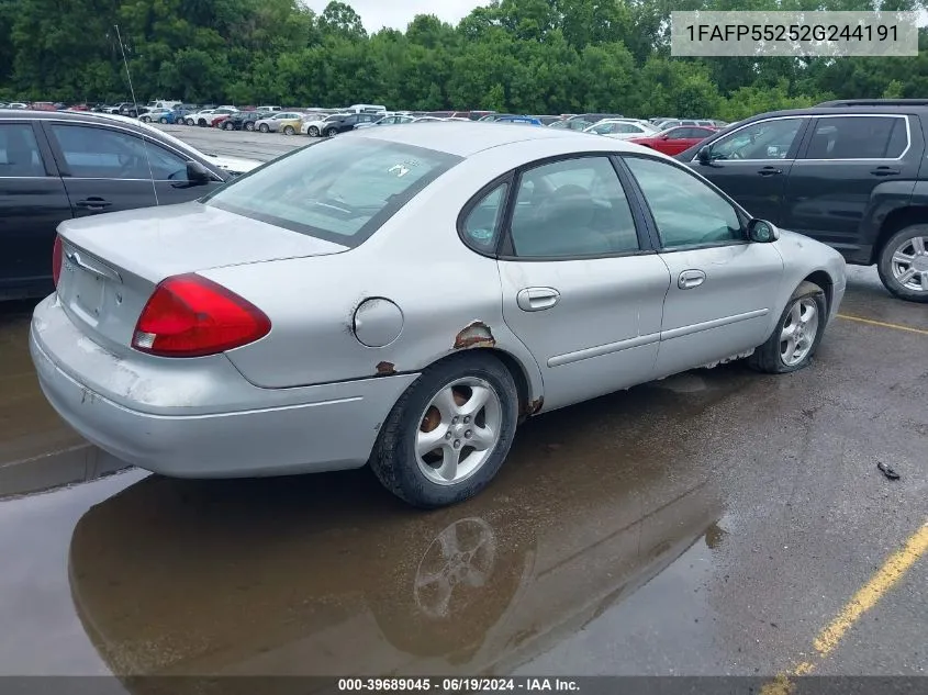 2002 Ford Taurus Ses VIN: 1FAFP55252G244191 Lot: 39689045