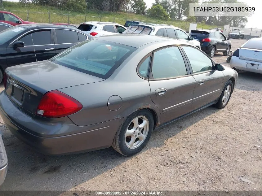 2002 Ford Taurus Se VIN: 1FAHP53U62G185939 Lot: 39929092