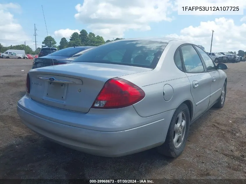 2002 Ford Taurus Se VIN: 1FAFP53U12A107725 Lot: 39968673