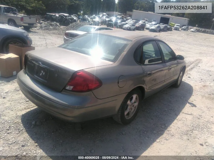 2002 Ford Taurus Se VIN: 1FAFP53262A208841 Lot: 40069025