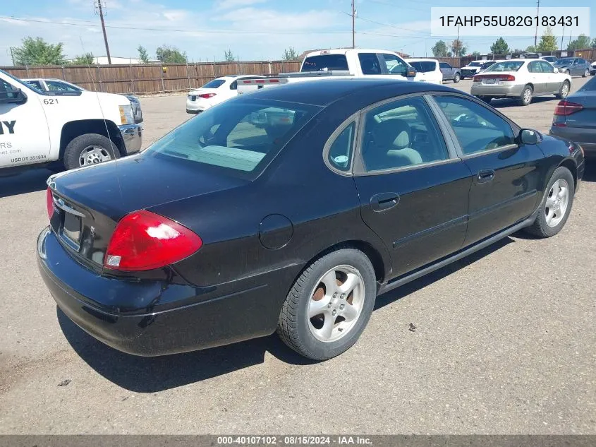 2002 Ford Taurus Ses VIN: 1FAHP55U82G183431 Lot: 40107102