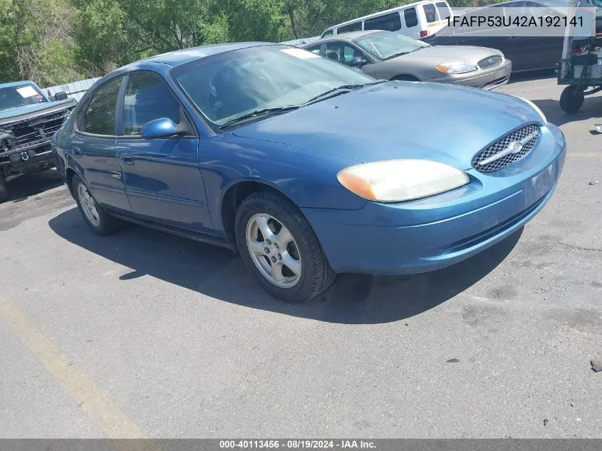 2002 Ford Taurus Se VIN: 1FAFP53U42A192141 Lot: 40113456