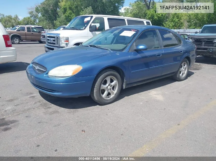 2002 Ford Taurus Se VIN: 1FAFP53U42A192141 Lot: 40113456