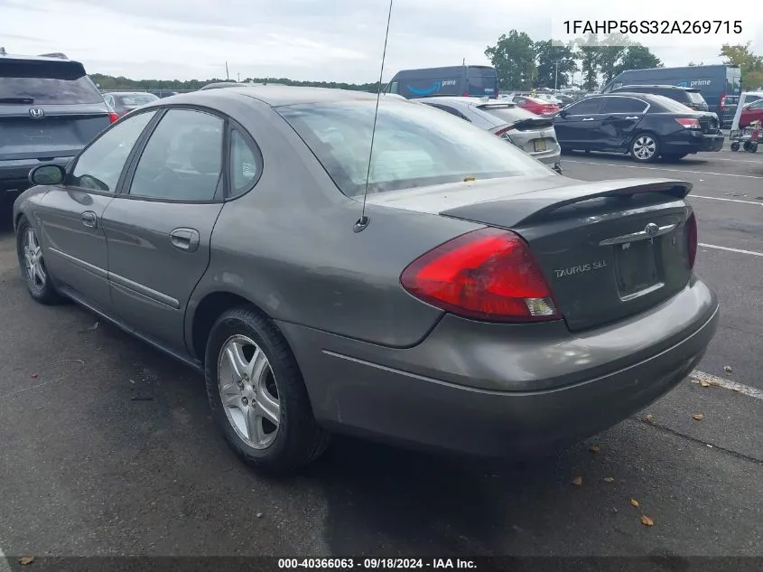 2002 Ford Taurus Sel VIN: 1FAHP56S32A269715 Lot: 40366063