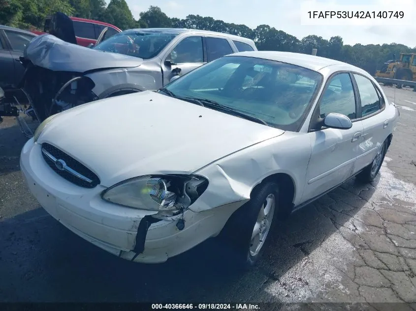 2002 Ford Taurus Se VIN: 1FAFP53U42A140749 Lot: 40366646