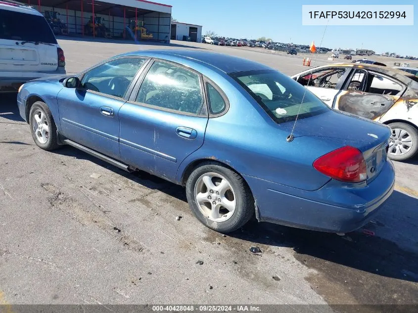 2002 Ford Taurus Se VIN: 1FAFP53U42G152994 Lot: 40428048