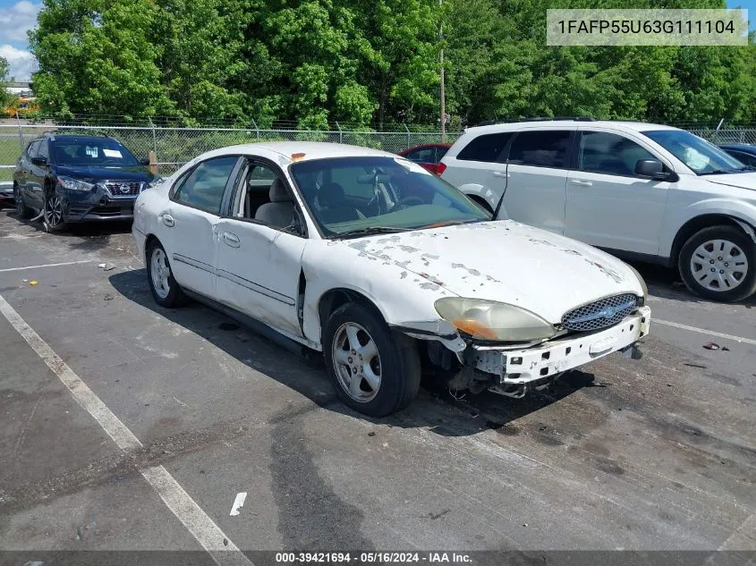 2003 Ford Taurus Ses VIN: 1FAFP55U63G111104 Lot: 39421694